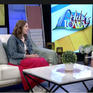 Emily Reiman on the set of Hello Iowa!
