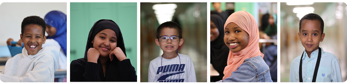 Collage of five individual student portraits